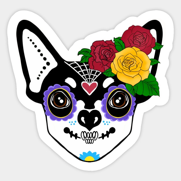 Day of Dead Sugar Skull Chihuahua Sticker by SusanaDesigns